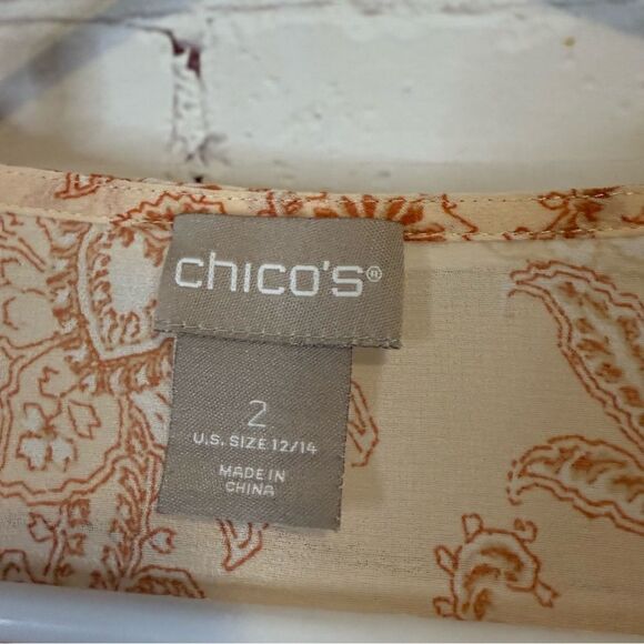 Chico's Pink Asymmetrical Tie Front Blouse - Picture 5 of 6